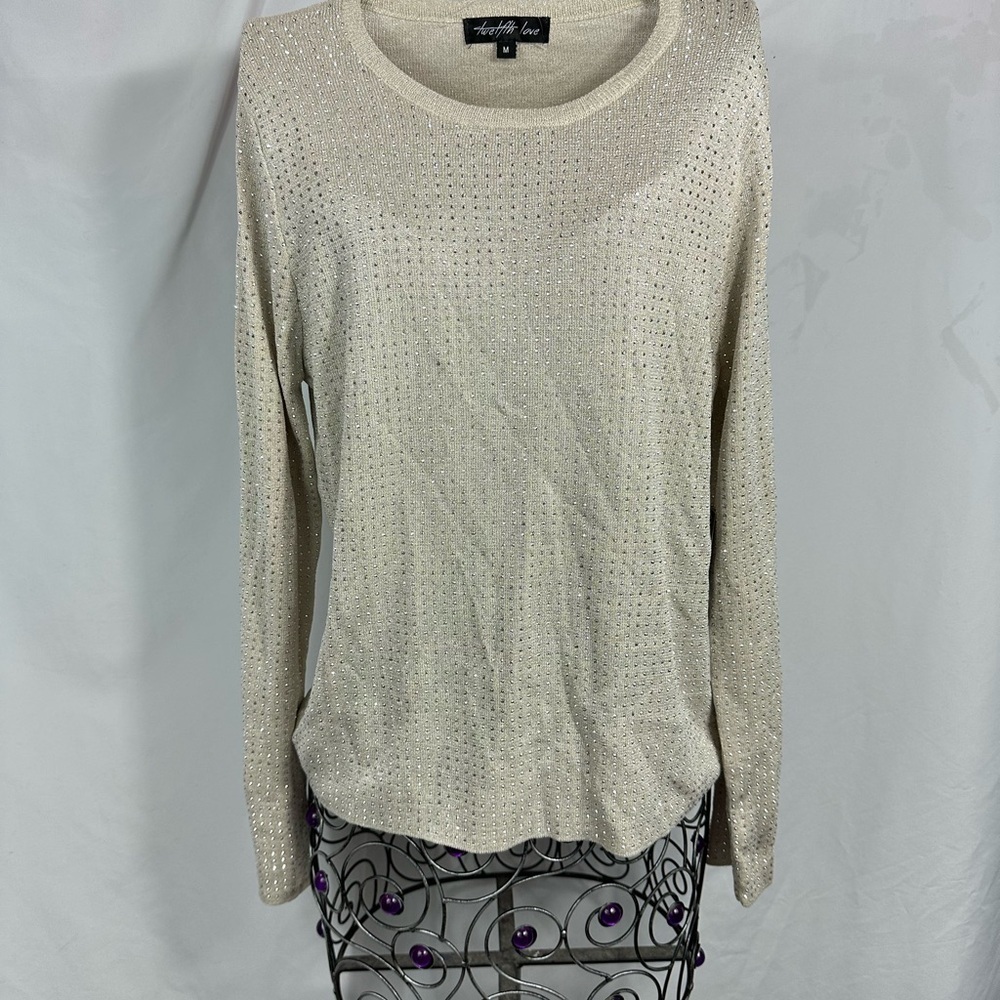 NWT Twelfth Love silver rhinestone long sleeve size M